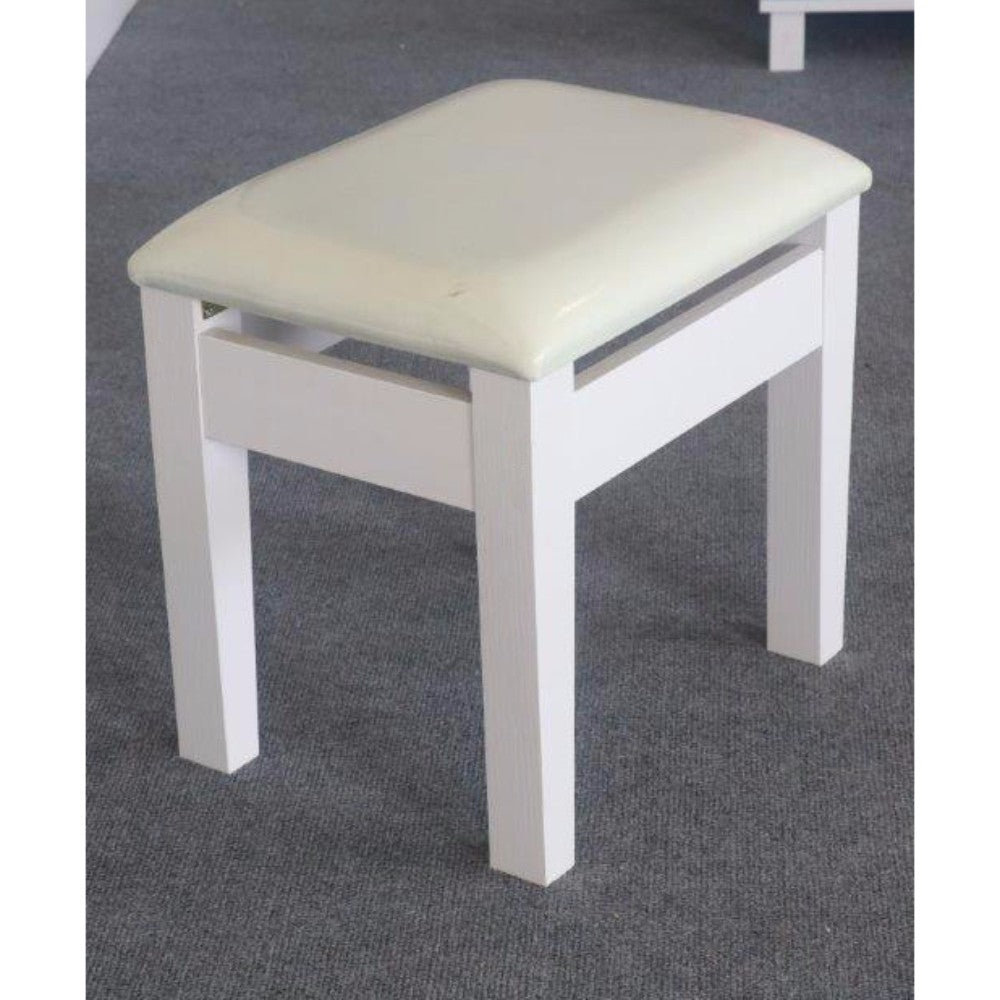 Dressing Stool With Padded Upholstery, White