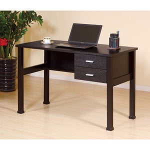 Sophisticated Dark Brown Finish 2 Drawers Desk