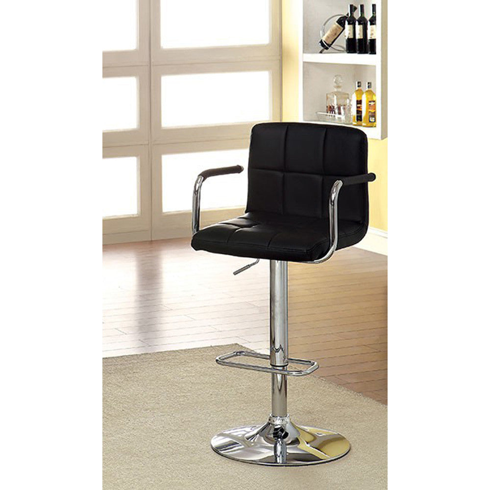 Contemporary Bar Stool With Arm, Black