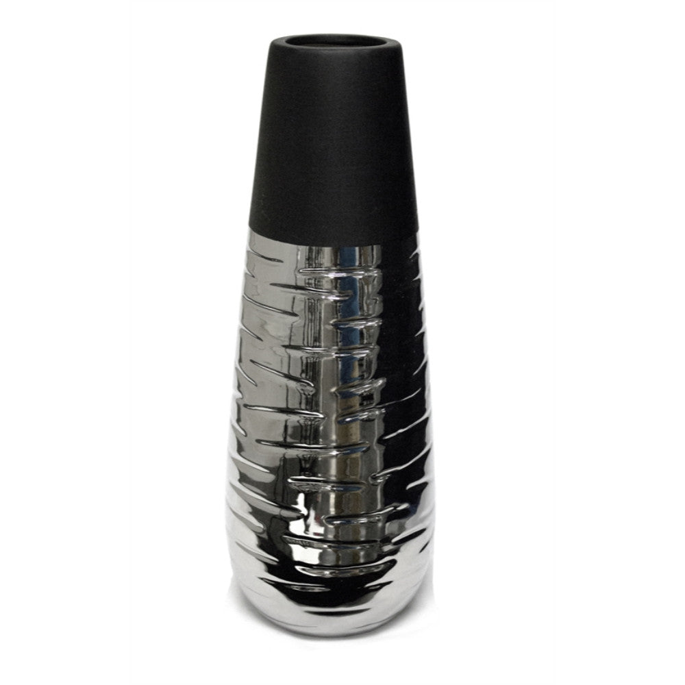 Decorative Ceramic Vase, Black And Silver