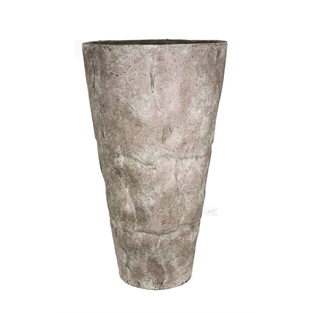 Elegant Distressed Finish Flower Pot, Light Brown