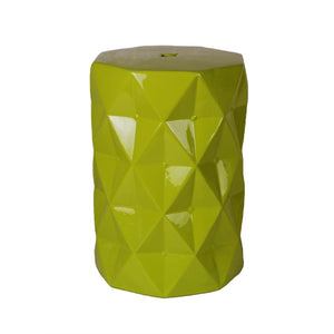 Shimmering Ceramic Garden Stool, Green