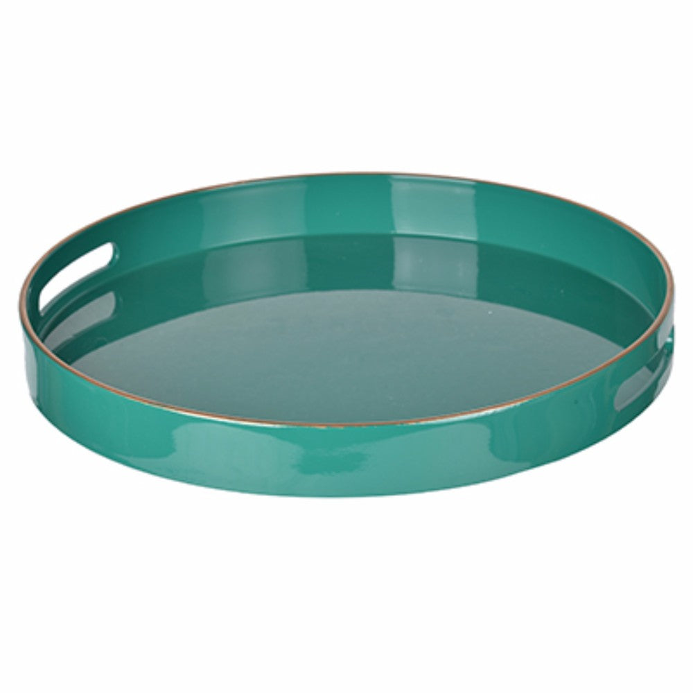 Mimosa Round Tray With Cutout Handles, Green