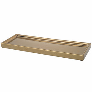 Stylish Rectangular Plate, Matte Gold Finish