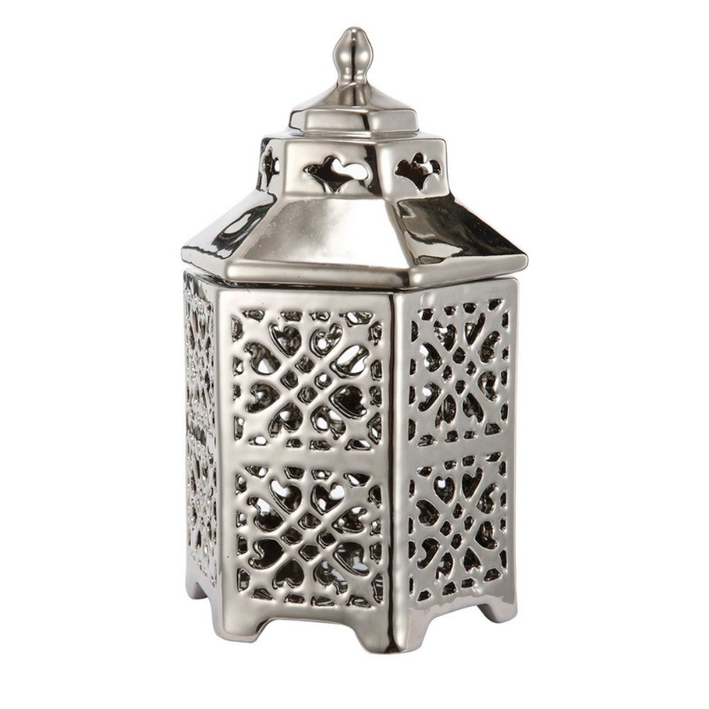 Compact Silver Lantern With A Beautiful Lid