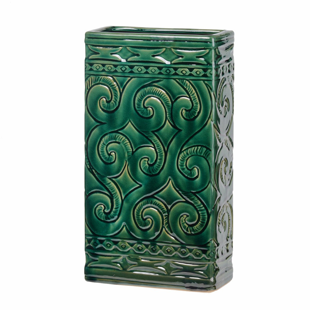 Decorative Short Green Ceramic Vase