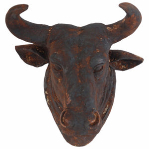 Antiqued Bull Head Wall Piece