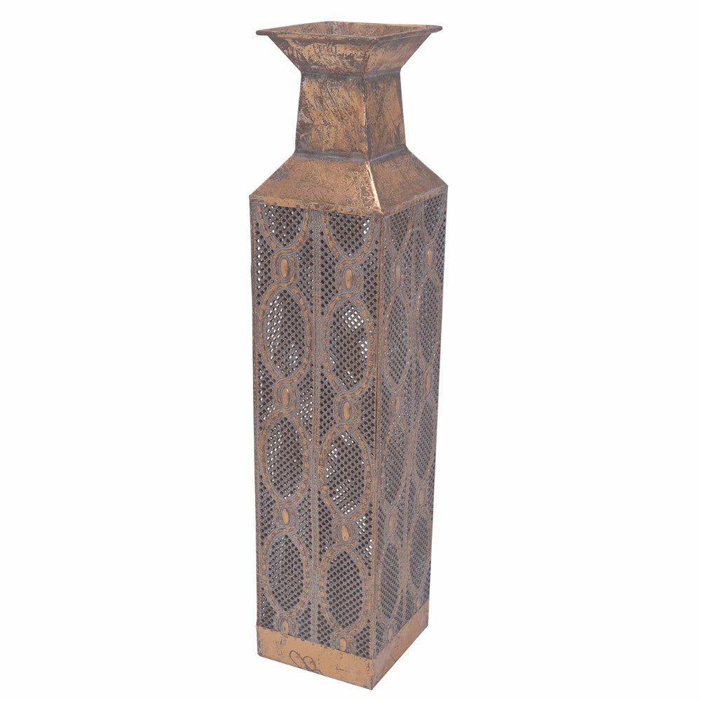 Rustic & Tan Morrocan Pierced Vase(Short)