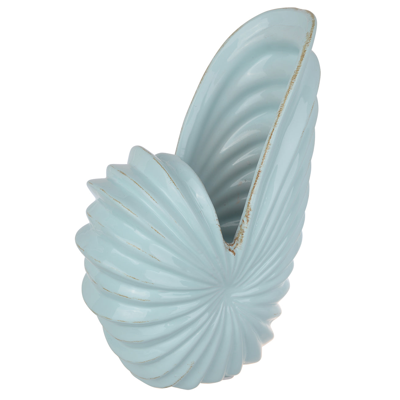 Fine- Looking Short Shell Swept Vase, Light Blue