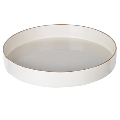 Sturdy Wooden Round Tray, White