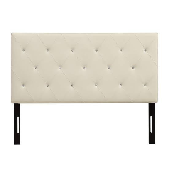 Queen White Contemporary Diamond Tufted Fabric Headboard