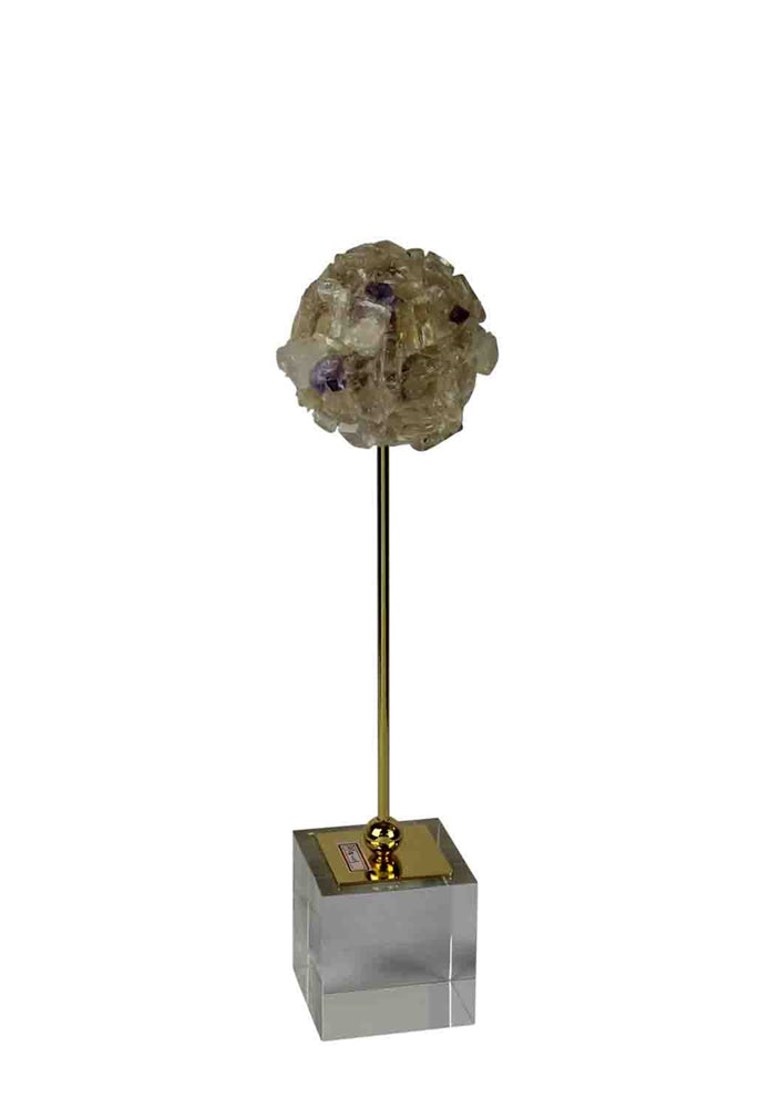 Enticing Agate Decor Stone On Stand, Gold