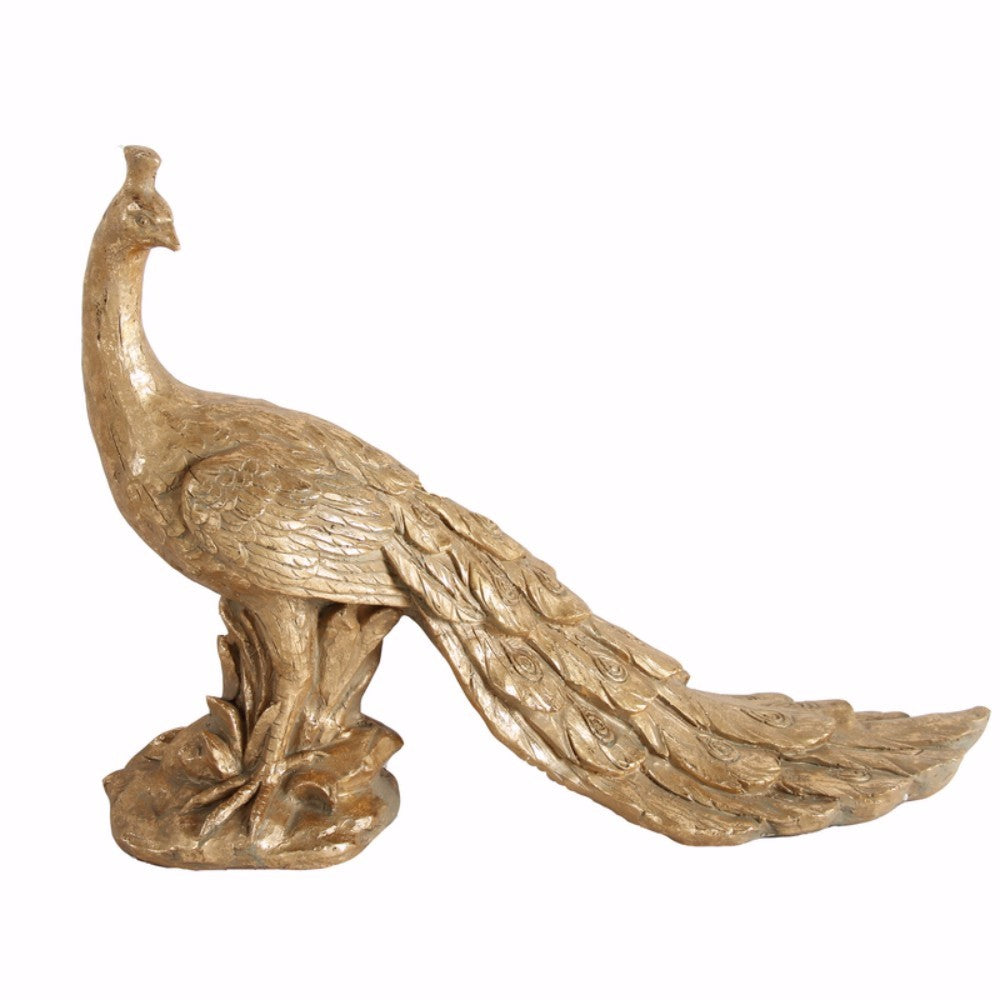 Detailed Designed Peacock Statue- Gold