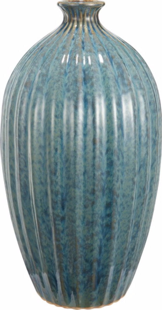 Warped Design Vase In Aqua Blue