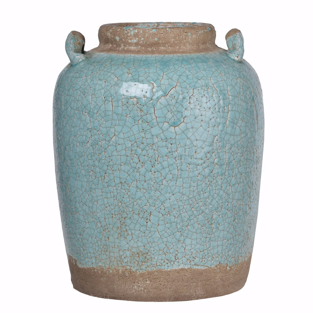 Distressed Ceramic Vase In Blue