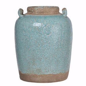 Distressed Ceramic Vase In Blue