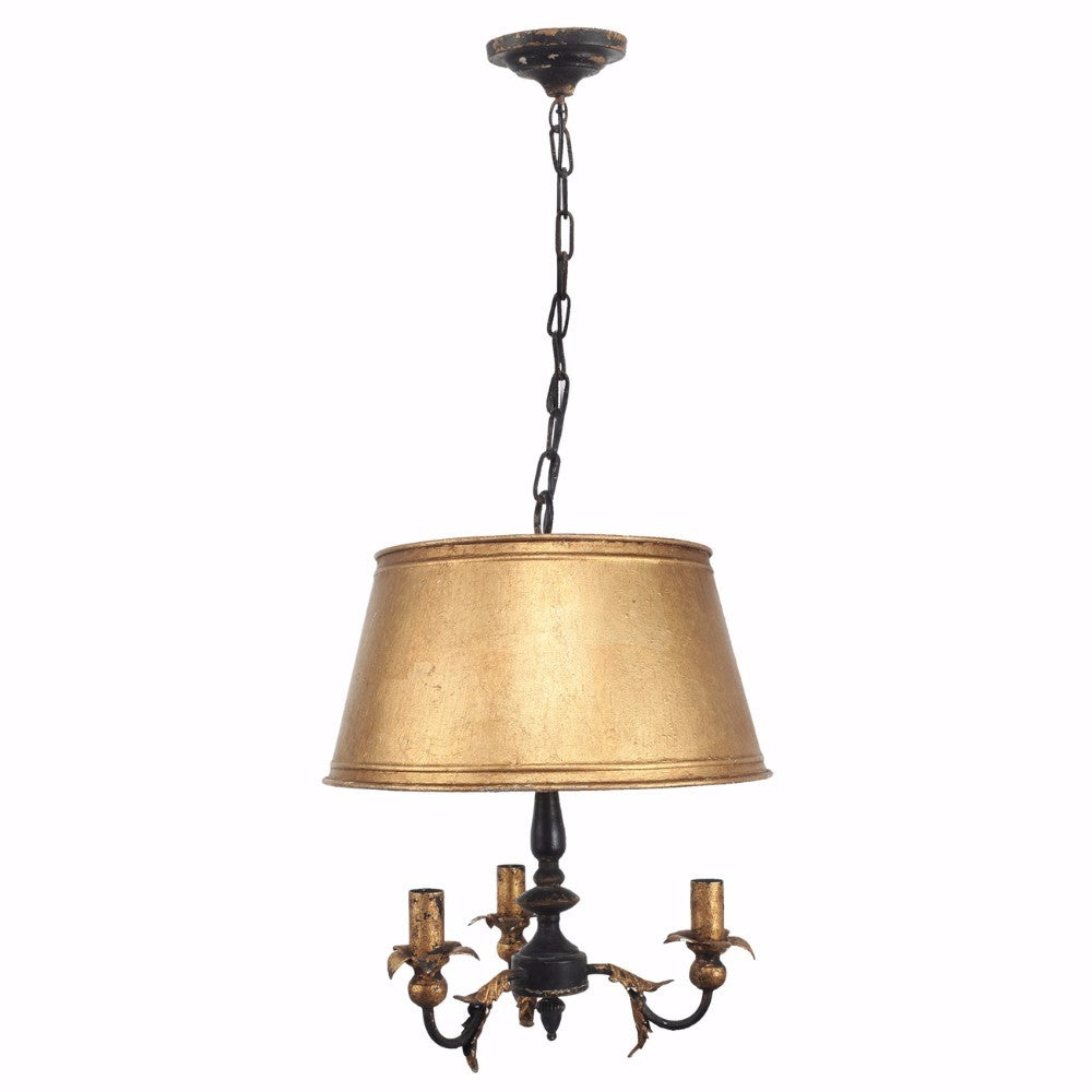 Simply Elegant Metal Chandelier, Gold and black