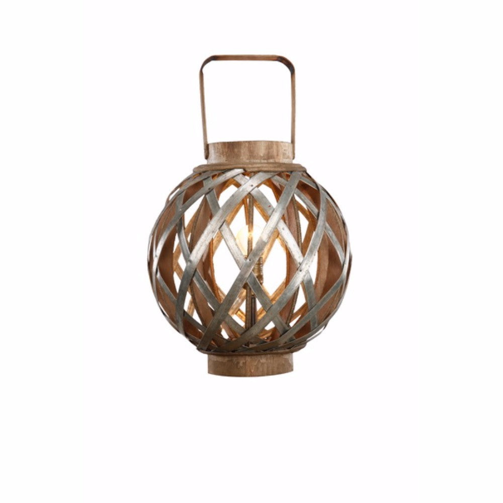 Charmingly Designed Round Lantern, Brown and Silver