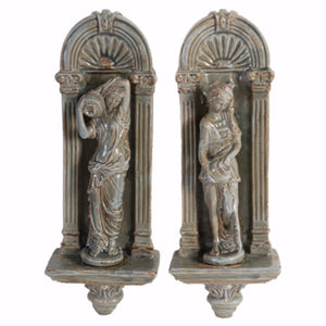 Grecian Appeal Ceramic Wall Decors, Set of 2, Gray