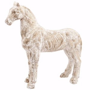 Rustically Charmed Magnesium Horse Sculpture , White