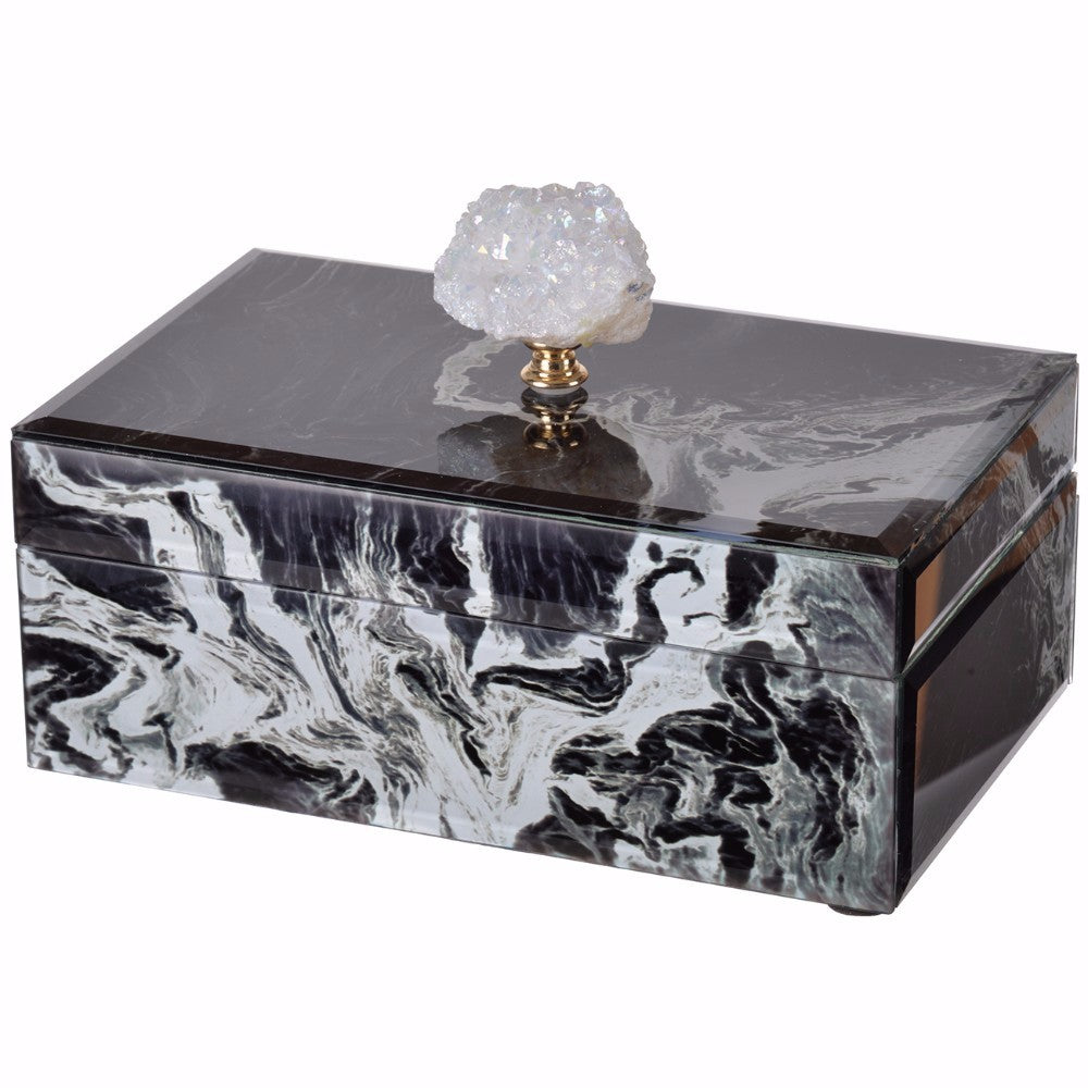 Dramatically Slick Marbled Jewelry Case, Black and White