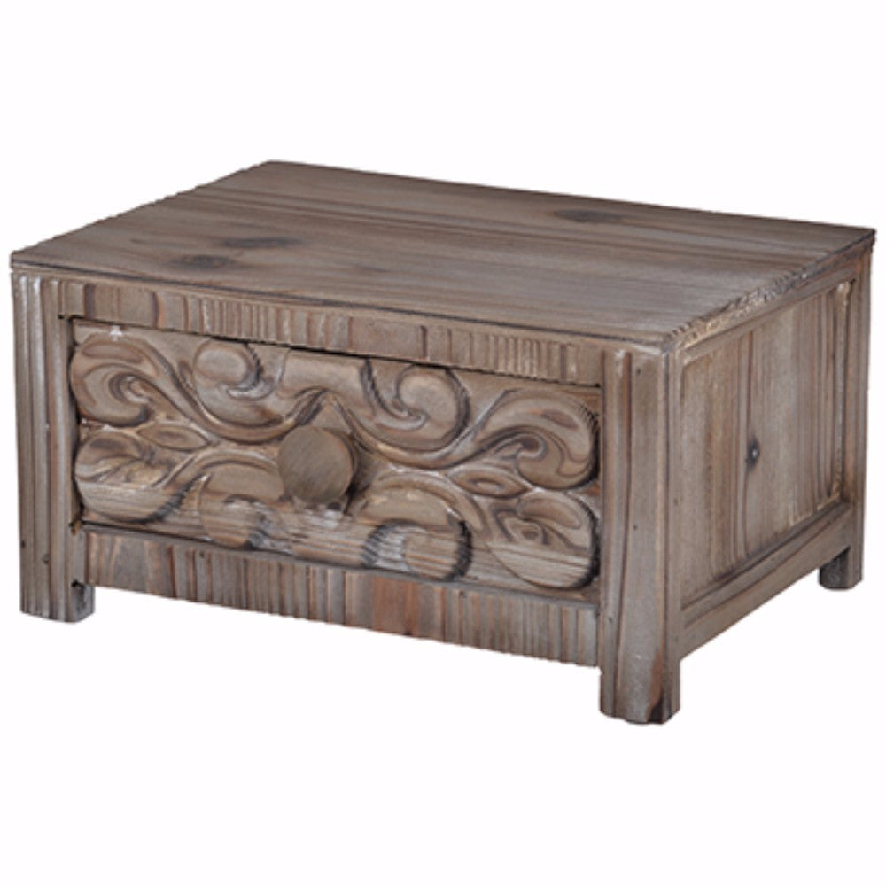 Utterly Classic Fir Wood Tabletop Drawer, Brown