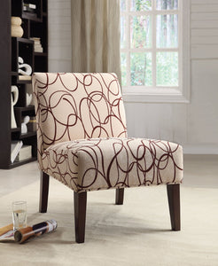 Armless Accent Chair With Printed Fabric