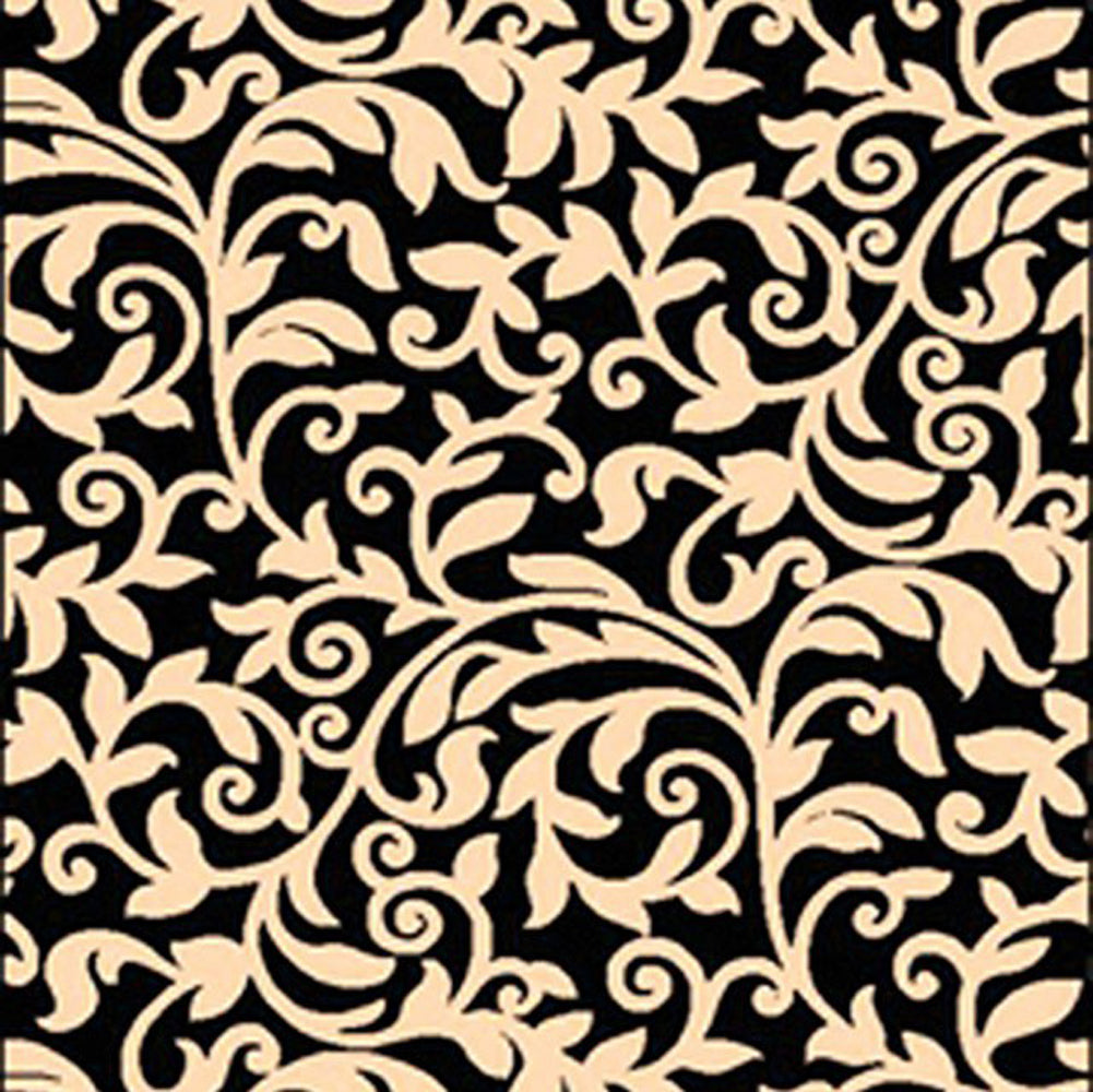 Contemporary Area Rug, Black Floral Pattern