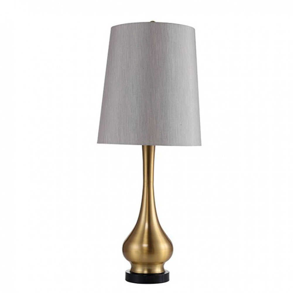 Contemporary Table Lamp, Gold Base With White Shade