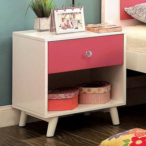 Transitional Night Stand, Pink and White