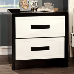 Contemporary Style Nightstand, White & Black