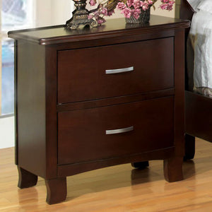 Contemporary Nightstand, Brown Cherry