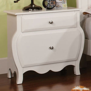 Transitional Nightstand, White Finish