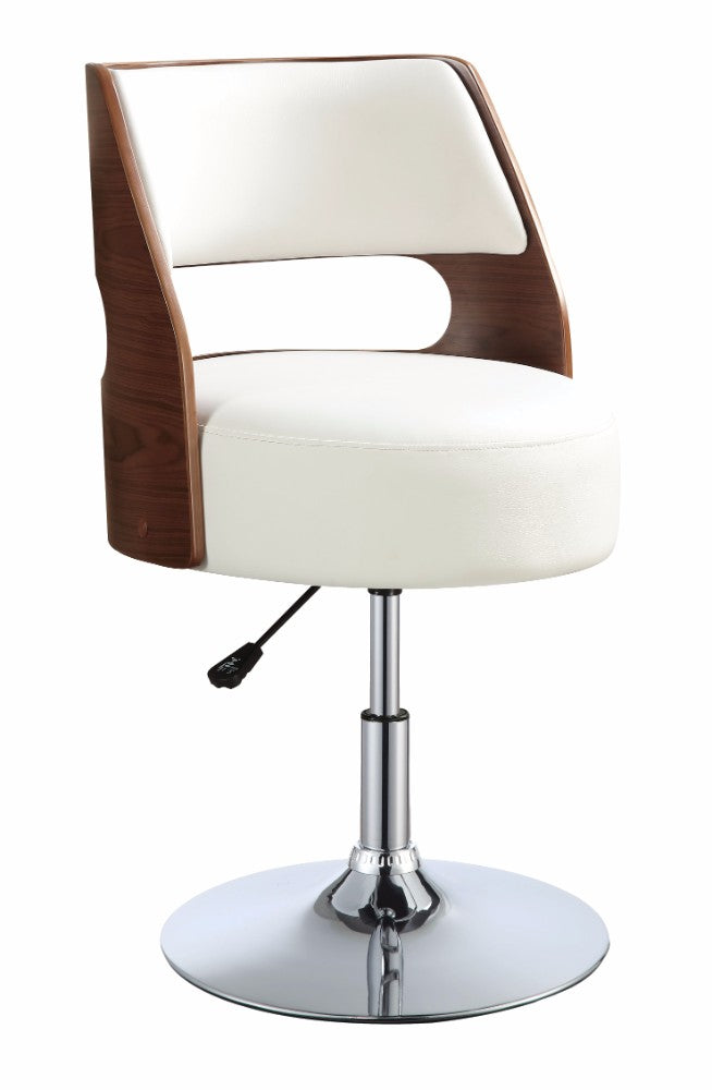 Stylish Adjustable Stool with Swivel, White & Walnut Brown