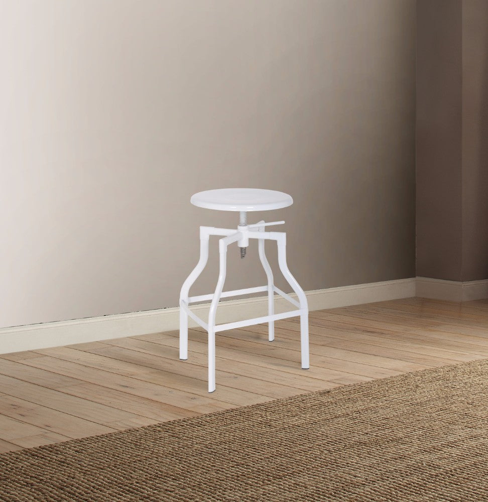 Adjustable Stool with Swivel, White