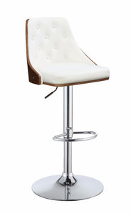 Elegant Adjustable Stool with Swivel, White & Walnut Brown