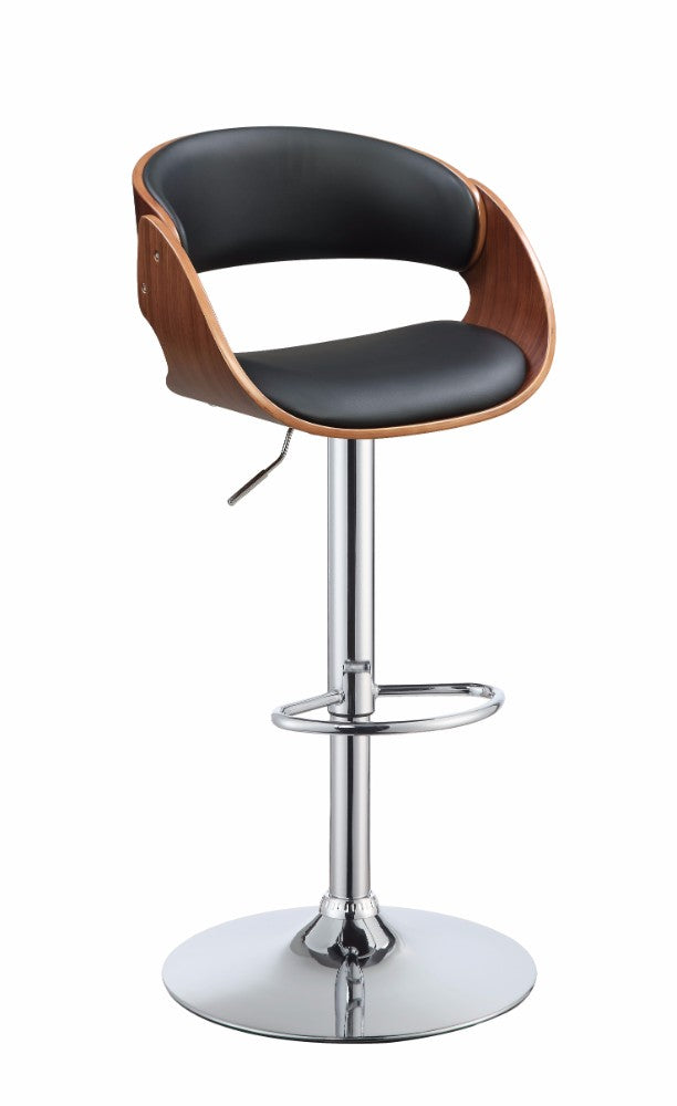 Fashionable Adjustable Stool with Swivel, Black & Walnut Brown