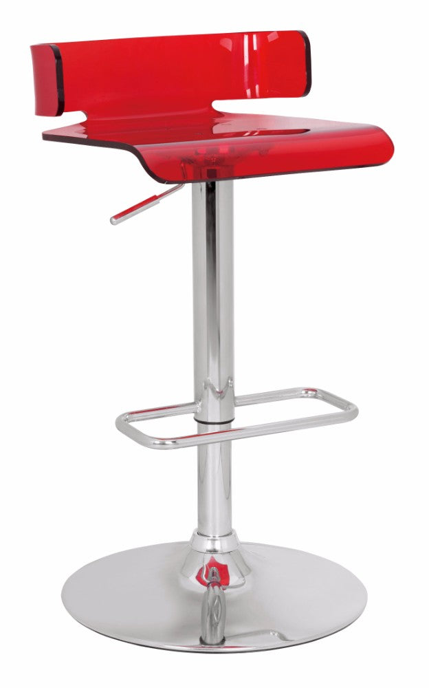 Impressive Adjustable Stool with Swivel, Red & Chrome