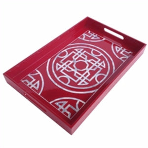 Terrific  Lacquered Serving Tray, Red