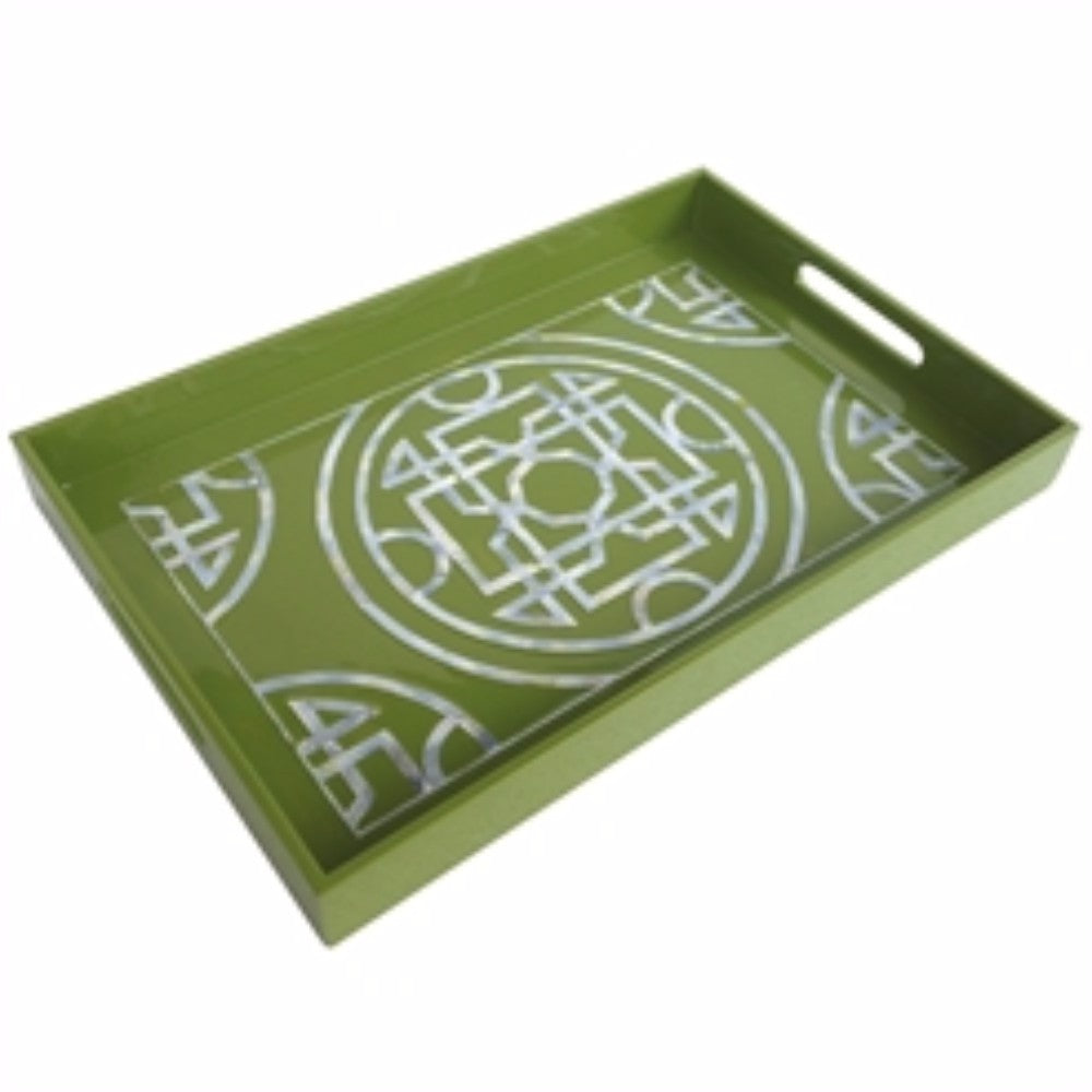 Sophisticated Lacquered Serving Tray, Green