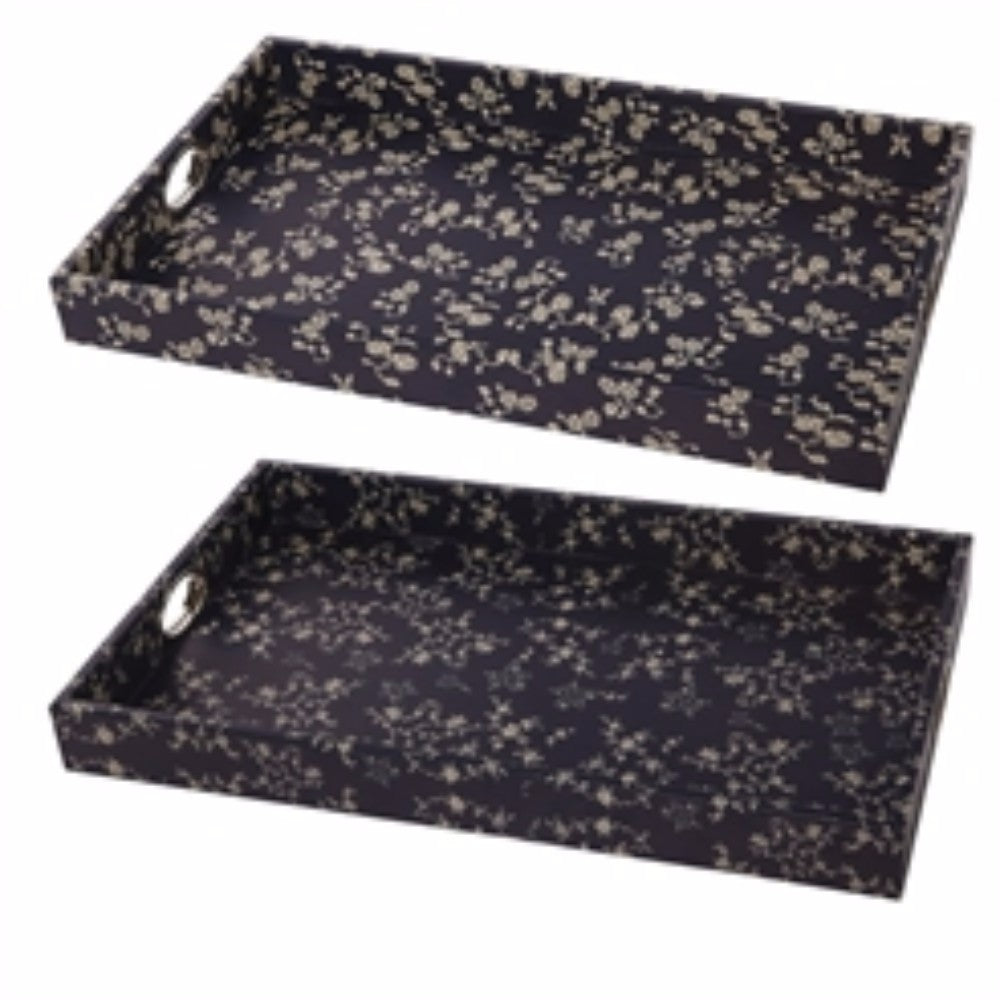 Astonishing  Rectangular Trays,  Black Set Of 2