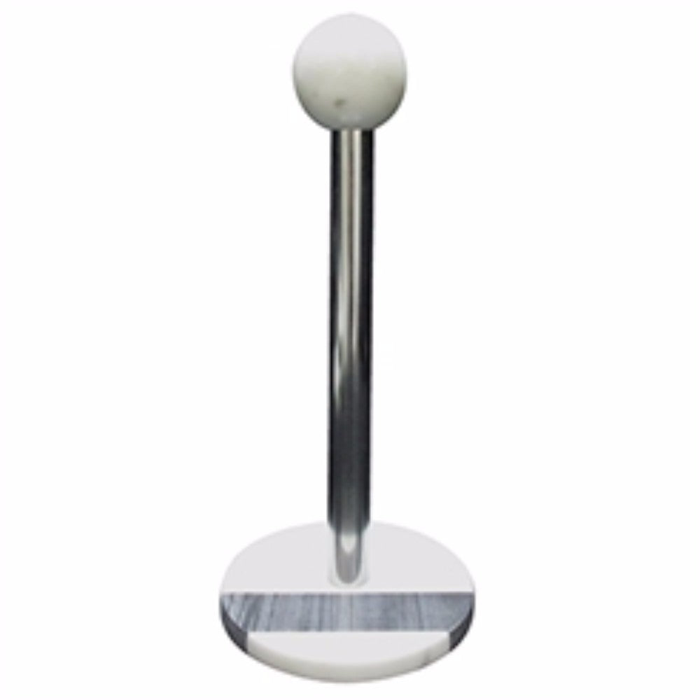 Contemporary Monochrome Marble And Metal Towel Holder, White And Gray