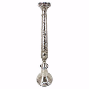 Elegantly Charmed Glass Candlestick Holder, Silver