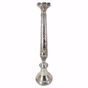 Captivating Mercury Glass Candlestick Holder, Silver