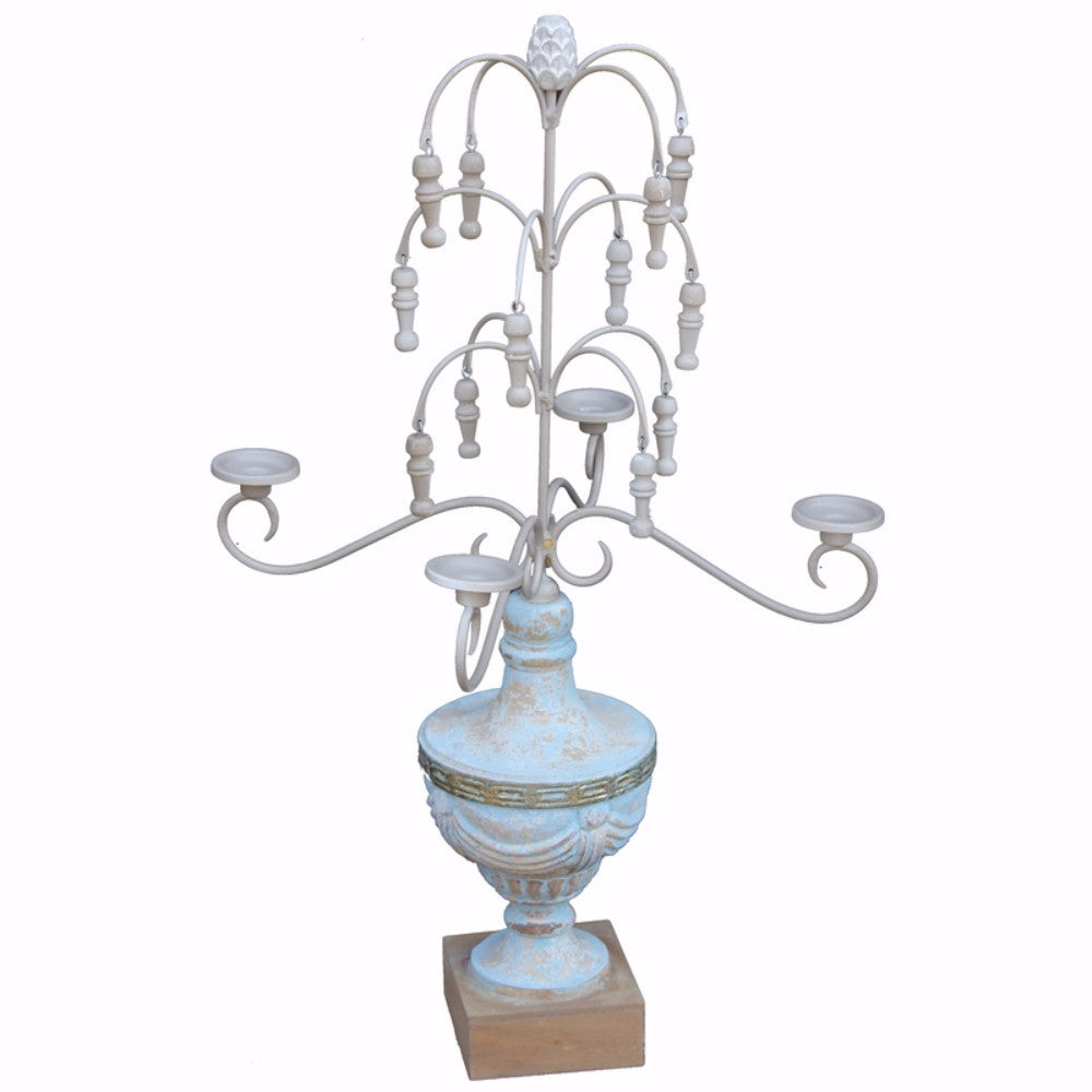 Wooden Chandelier Candle Holder, Blue