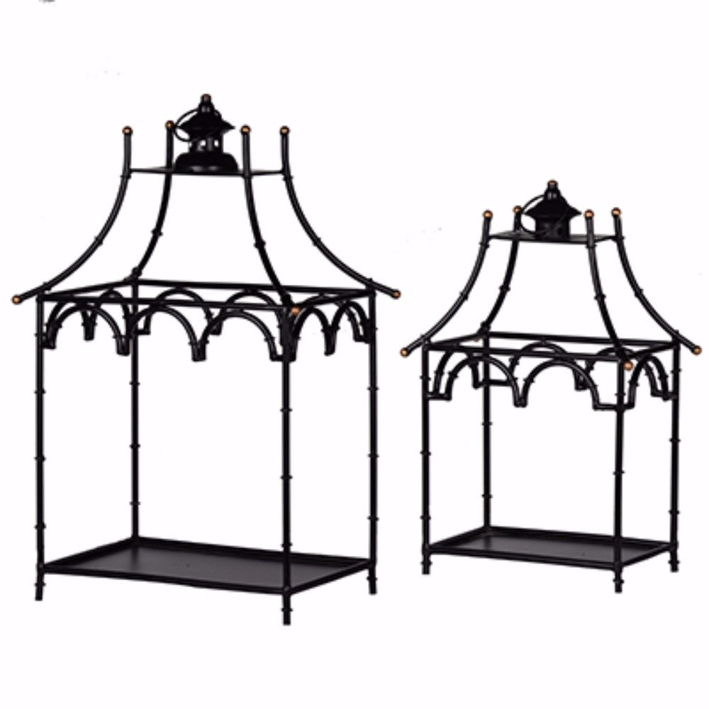 Intriguing Metal Candle Lanterns, Set of 2, Black