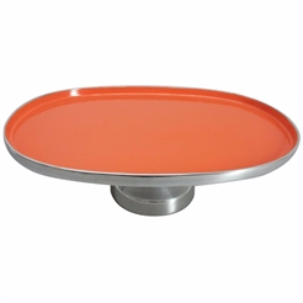 Aluminum Footed Modish Platter, Orange