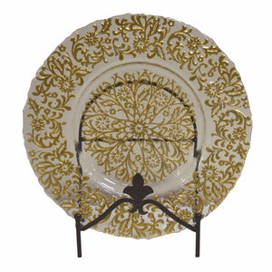 Elegantly Stylish Glass Charger Plate, Clear And Gold