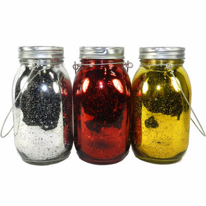 Assortment Of 3 Dazzling Glass Jar With Led Copper Wire, Multicolor