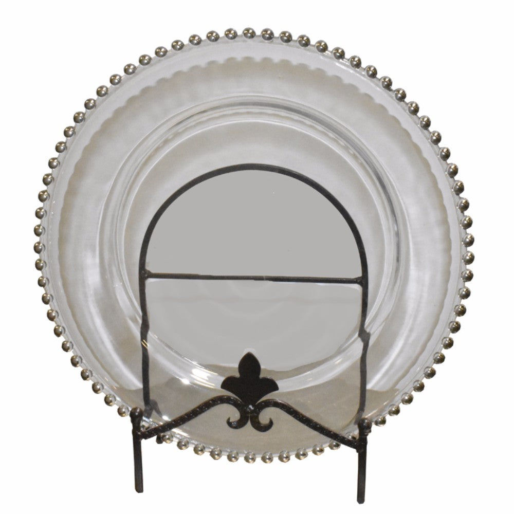 Splendid Silver Big Beaded Glass Charger Plates